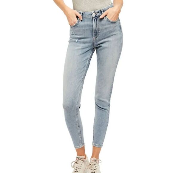 We The Free x Free People OB1133447 Women's Sz 24 Blue Krissy Skinny Jeans - Picture 1 of 7